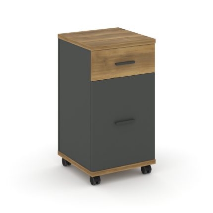 Concept Тумба мобильная 1 ящ.+1 распаш. фасад CN.TUM-011 A Сандал Янтарный/Антрацит/Металл Антрацит