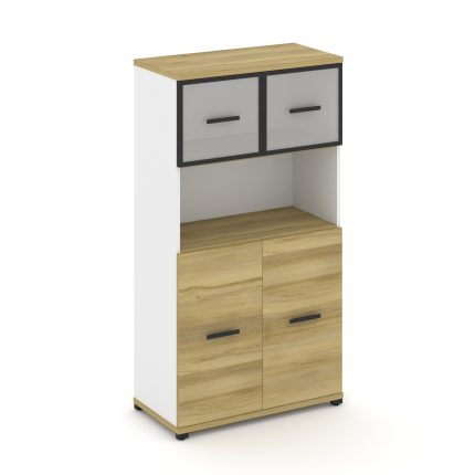 Concept Шкаф 1 широкая секция, 4 ниши CN.STS-415 RMB B Дуб Винченцо/Белый Бриллиант/Металл Черный/Са