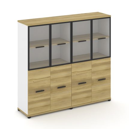 Concept Шкаф 2 широкие секции, 4 ниши CN.STS-422 RPB B Дуб Винченцо/Белый Бриллиант/Металл Черный/Пр