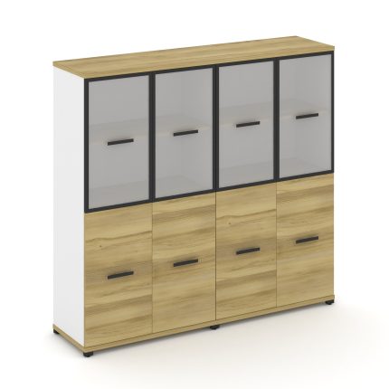 Concept Шкаф 2 широкие секции, 4 ниши CN.STS-422 RMB B Дуб Винченцо/Белый Бриллиант/Металл Черный/Са