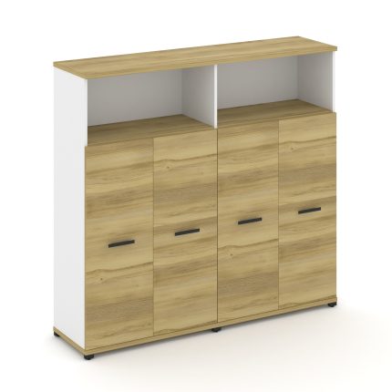 Concept Шкаф 2 широкие секции, 4 ниши CN.STS-423 B Дуб Винченцо/Белый Бриллиант/Металл Черный 1668*4