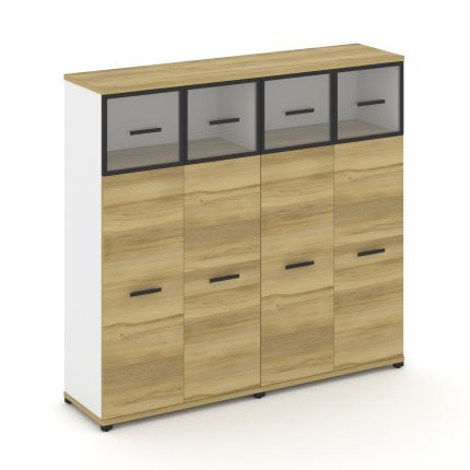 Concept Шкаф 2 широкие секции, 4 ниши CN.STS-424 RPB B Дуб Винченцо/Белый Бриллиант/Металл Черный/Пр