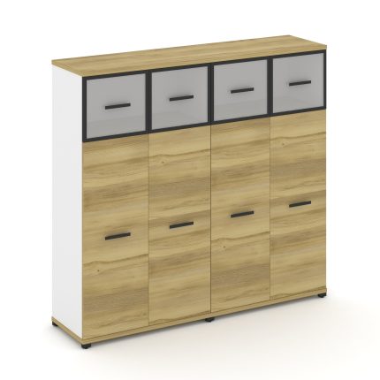 Concept Шкаф 2 широкие секции, 4 ниши CN.STS-424 RMB B Дуб Винченцо/Белый Бриллиант/Металл Черный/Са