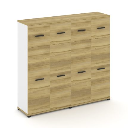 Concept Шкаф 2 широкие секции, 4 ниши CN.STS-424 B Дуб Винченцо/Белый Бриллиант/Металл Черный 1668*4