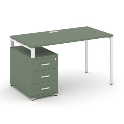 Concept Стол письменный с 1 опорной тумбой CN.SP-301 W Кобо/Металл Белый 980/1346*720*750