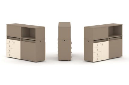 Estetica Набор №15. Тумба двойная+низкая надставка ES.NB.2N-15 Латте/Сатин 1500*410*1135