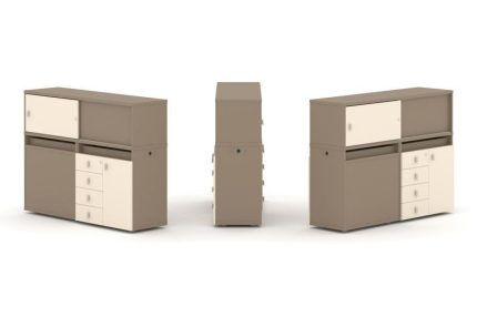 Estetica Набор №18. Тумба двойная+низкая надставка ES.NB.2N-18 Латте/Сатин 1500*410*1135