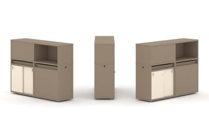 Estetica Набор №19. Тумба двойная+низкая надставка ES.NB.2N-19 Латте/Сатин 1500*410*1135