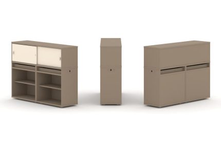 Estetica Набор №2. Тумба двойная+низкая надставка ES.NB.2N-2 Латте/Сатин 1500*410*1135