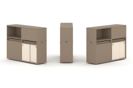 Estetica Набор №20. Тумба двойная+низкая надставка ES.NB.2N-20 Латте/Сатин 1500*410*1135