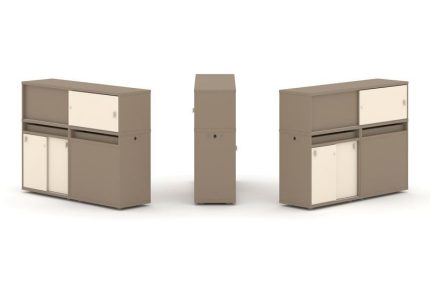 Estetica Набор №21. Тумба двойная+низкая надставка ES.NB.2N-21 Латте/Сатин 1500*410*1135