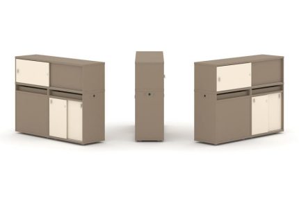 Estetica Набор №22. Тумба двойная+низкая надставка ES.NB.2N-22 Латте/Сатин 1500*410*1135