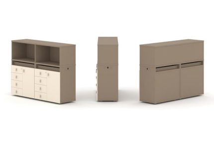 Estetica Набор №3. Тумба двойная+низкая надставка ES.NB.2N-3 Латте/Сатин 1500*410*1135