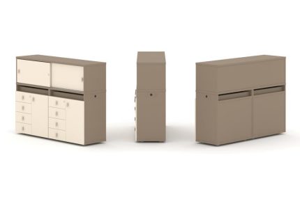 Estetica Набор №4. Тумба двойная+низкая надставка ES.NB.2N-4 Латте/Сатин 1500*410*1135