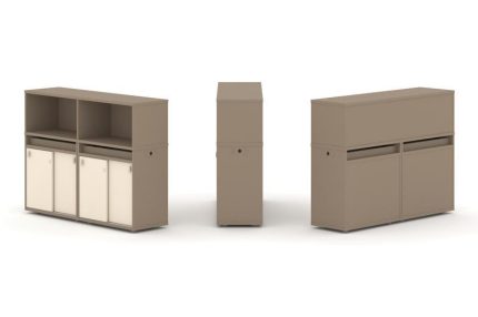 Estetica Набор №5. Тумба двойная+низкая надставка ES.NB.2N-5 Латте/Сатин 1500*410*1135