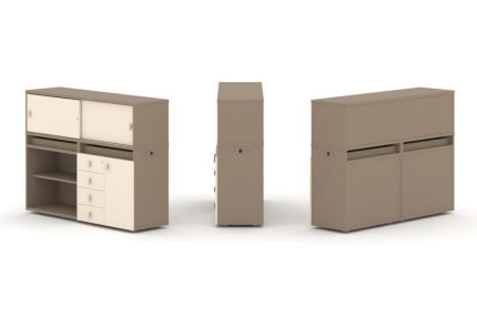 Estetica Набор №8. Тумба двойная+низкая надставка ES.NB.2N-8 Латте/Сатин 1500*410*1135