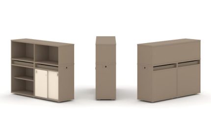 Estetica Набор №9. Тумба двойная+низкая надставка ES.NB.2N-9 Латте/Сатин 1500*410*1135