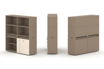 Estetica Набор №10. Тумба двойная+высокая надставка ES.NB.2V-10 Латте/Сатин 1500*410*1520