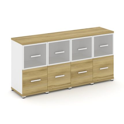 Concept Шкаф 4 узкие секции, 2 ниши CN.STU-242 RMW W Дуб Винченцо/Белый Бриллиант/Металл Белый/Сатин