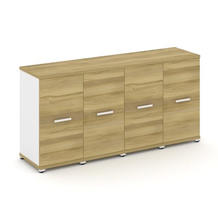 Concept Шкаф 4 узкие секции, 2 ниши CN.STU-243 W Дуб Винченцо/Белый Бриллиант/Металл Белый 1668*420*