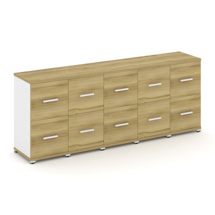 Concept Шкаф 5 узких секций, 2 ниши CN.STU-252 W Дуб Винченцо/Белый Бриллиант/Металл Белый 2084*420*