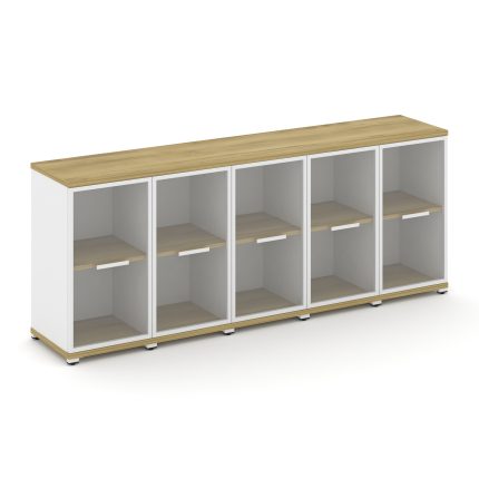 Concept Шкаф 5 узких секций, 2 ниши CN.STU-253 RPW W Дуб Винченцо/Белый Бриллиант/Металл Белый/Прозр