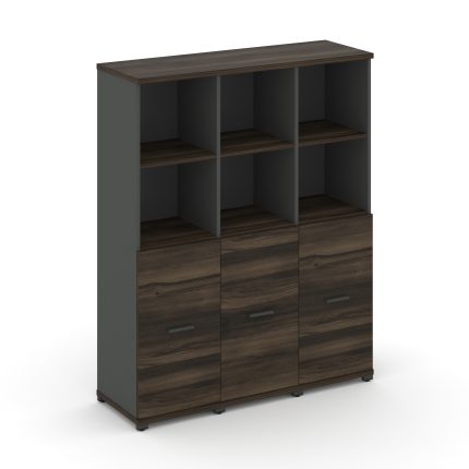 Concept Шкаф 3 узкие секции, 4 ниши CN.STU-431 A Дуб Мали/Антрацит/Металл Антрацит 1252*420*1554