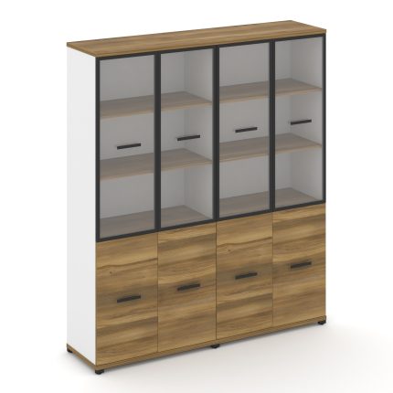 Concept Шкаф 2 широкие секции, 5 ниш CN.STS-522 RPB B Сандал Янтарный/Белый Бриллиант/Металл Черный/