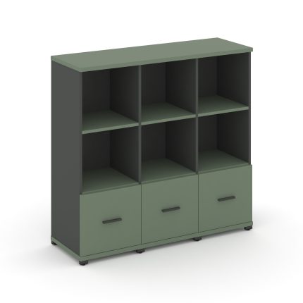 Concept Шкаф 3 узкие секции, 3 ниши CN.STU-331 A Кобо/Антрацит/Металл Антрацит 1252*420*1186