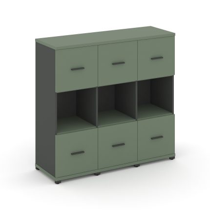 Concept Шкаф 3 узкие секции, 3 ниши CN.STU-335 A Кобо/Антрацит/Металл Антрацит 1252*420*1186