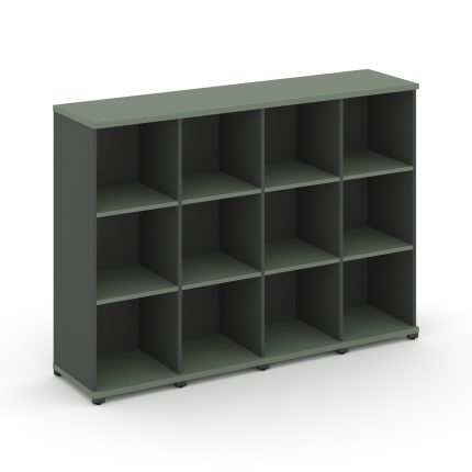 Concept Стеллаж 4 узкие секции, 3 ниши CN.STU-340 Кобо/Антрацит/Металл Антрацит 1668*420*1186