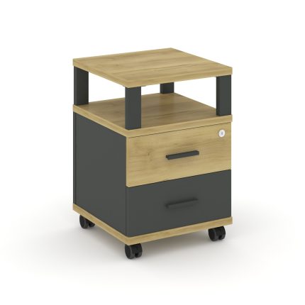 Concept Тумба мобильная 2 ящ. с надставкой CN.TUM-002 A Дуб Винченцо/Антрацит/Металл Антрацит 420*42