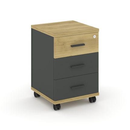 Concept Тумба мобильная 3 ящ. CN.TUM-003 A Дуб Винченцо/Антрацит/Металл Антрацит 420*420*615