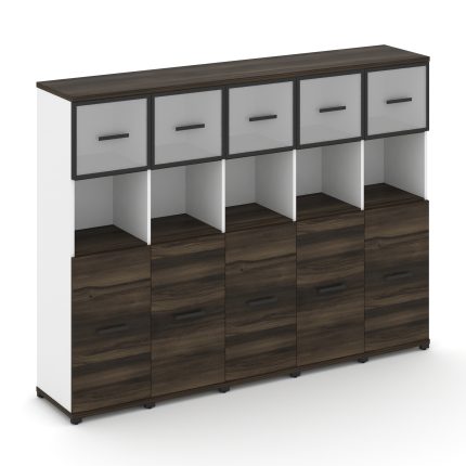 Concept Шкаф 5 узких секций, 4 ниши CN.STU-455 RMB B Дуб Мали/Белый Бриллиант/Металл Черный/Сатин 20