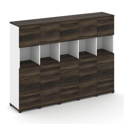 Concept Шкаф 5 узких секций, 4 ниши CN.STU-455 B Дуб Мали/Белый Бриллиант/Металл Черный 2084*420*155