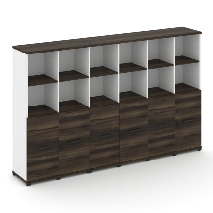 Concept Шкаф 6 узких секций, 4 ниши CN.STU-461 B Дуб Мали/Белый Бриллиант/Металл Черный 2500*420*155