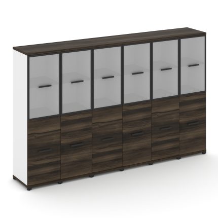 Concept Шкаф 6 узких секций, 4 ниши CN.STU-462 RMB B Дуб Мали/Белый Бриллиант/Металл Черный/Сатин 25