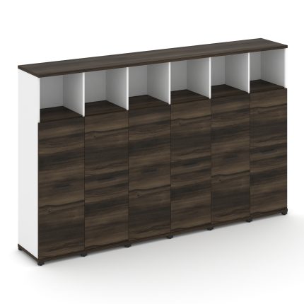 Concept Шкаф 6 узких секций, 4 ниши CN.STU-463 B Дуб Мали/Белый Бриллиант/Металл Черный 2500*420*155