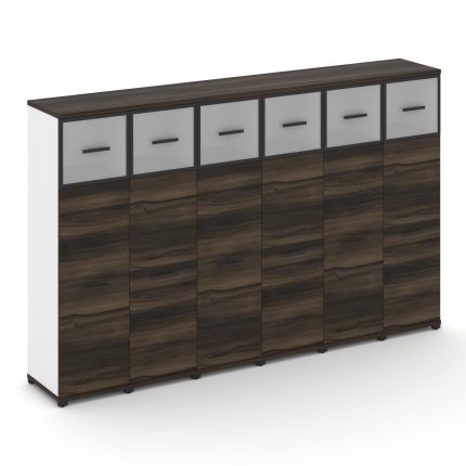 Concept Шкаф 6 узких секций, 4 ниши CN.STU-464 RMB B Дуб Мали/Белый Бриллиант/Металл Черный/Сатин 25