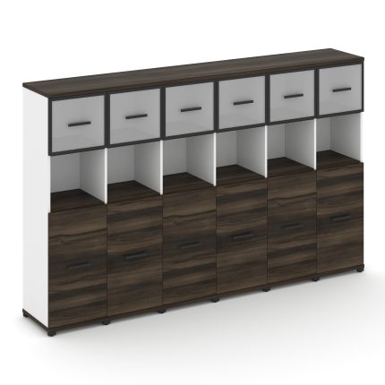 Concept Шкаф 6 узких секций, 4 ниши CN.STU-465 RMB B Дуб Мали/Белый Бриллиант/Металл Черный/Сатин 25