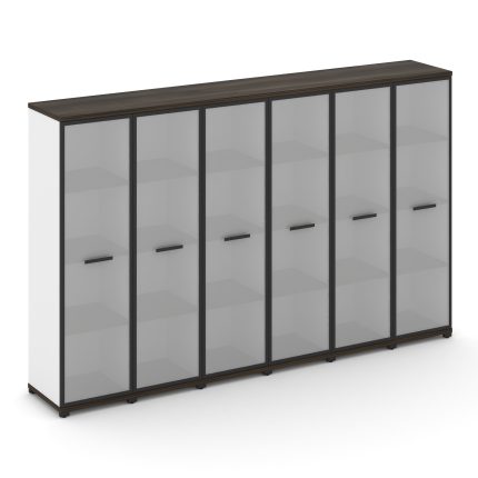 Concept Шкаф 6 узких секций, 4 ниши CN.STU-466 RMB B Дуб Мали/Белый Бриллиант/Металл Черный/Сатин 25