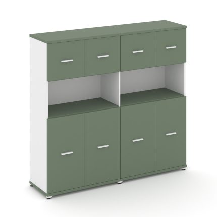 Concept Шкаф 2 широкие секции, 4 ниши CN.STS-425 W Кобо/Белый Бриллиант/Металл Белый 1668*420*1554