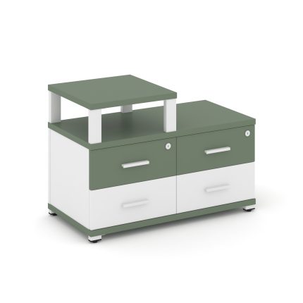 Concept Тумба приставная широкая 4 ящ. с надставкой узкой CN.TSP-002 W Кобо/Белый Бриллиант/Металл Б