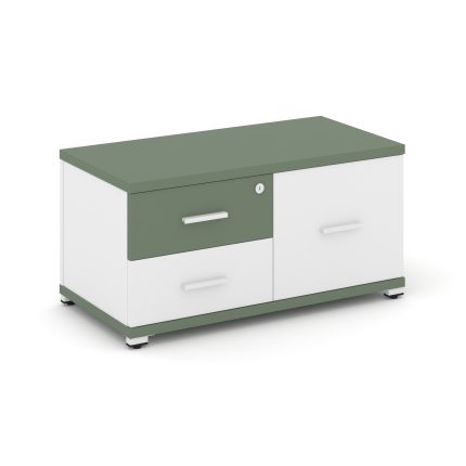 Concept Тумба приставная широкая 2 ящ.+1 распаш. фасад CN.TSP-004 W Кобо/Белый Бриллиант/Металл Белы