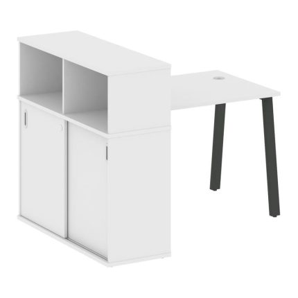 Metal System Стол письменный с шкафом-купе на А-образном м/к БА.РС-СШК-3.1 Т Белый/Металл Антрацит 1