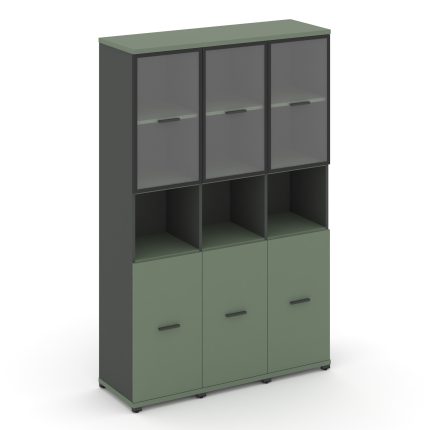 Concept Шкаф 3 узкие секции, 5 ниш CN.STU-533 RPB A Кобо/Антрацит/Металл Антрацит/Прозрачный 1252*42