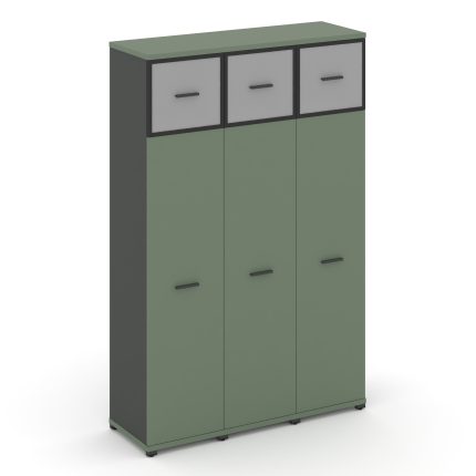 Concept Шкаф 3 узкие секции, 5 ниш CN.STU-537 RMB A Кобо/Антрацит/Металл Антрацит/Сатин 1252*420*192