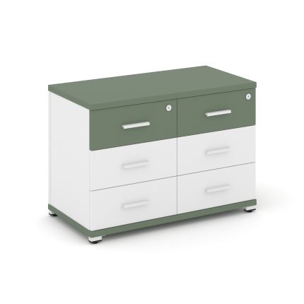 Concept Тумба приставная широкая 6 ящ. CN.TSP-007 W Кобо/Белый Бриллиант/Металл Белый 836*420*583