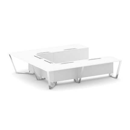 Steel Meet Стол переговорный П-образный MFK-PR.B.SP-11P Белый/МДФ Ультраматт Белый Бриллиант/Нержаве