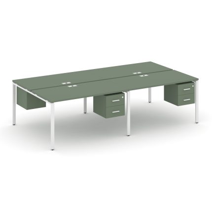 Concept Рабочая станция двухсторонняя с подвесными тумбами на 4 места CN.DRS-133 W Кобо/Металл Белый